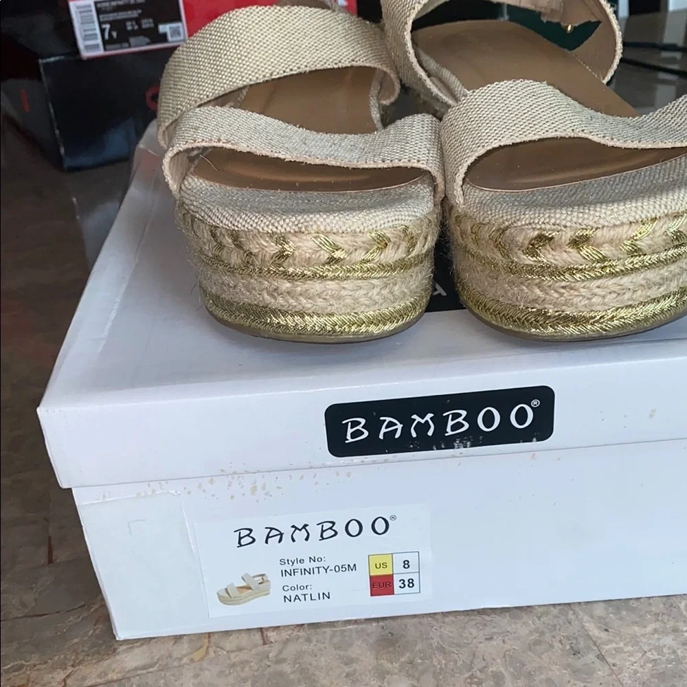 BAMBOO Cream Espadrilles with Natural Woven Design